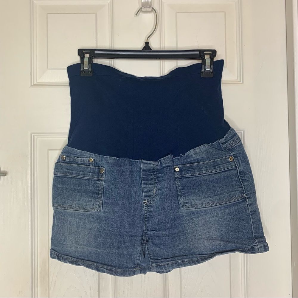 Bella Vida Maternity Jean Shorts Size XL Full Belly Panel